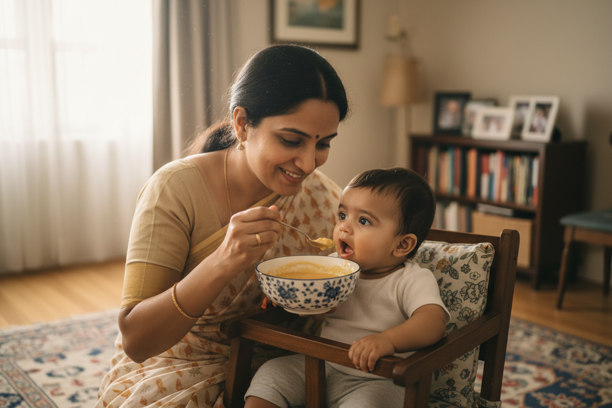 Natural sugar-free baby food feeding after 6 months