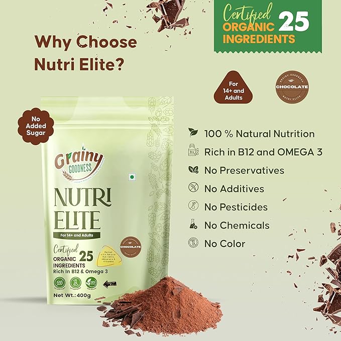 NutriElite Adult Nutrition Powder Chocolate Flavor-Grainy Goodness