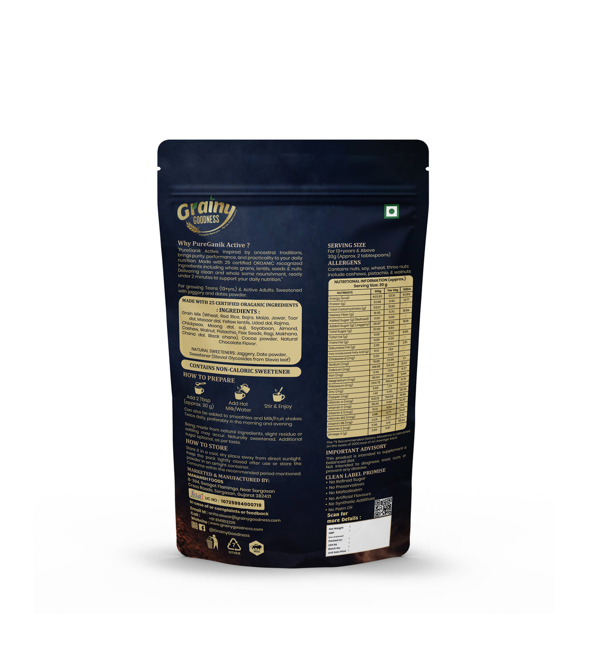 PureGanik Active Age group:13+years and above Chocolate Flavor