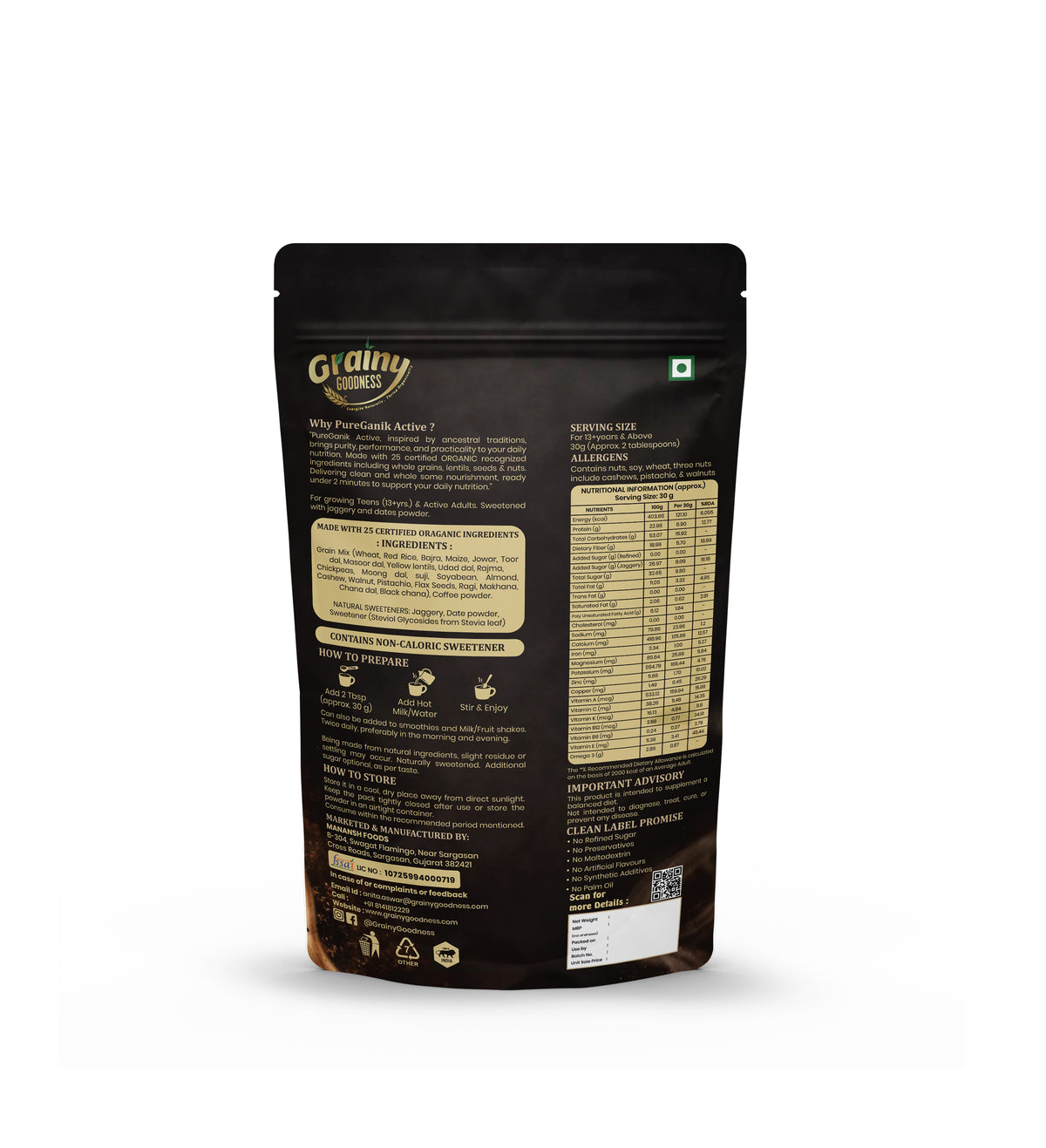 PureGanik Active Age group:13+years and above Coffee Flavor