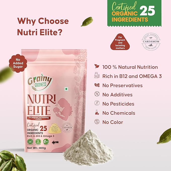 NutriElite Pregnancy & Lactation Nutrition Powder Cardamom Flavor-Grainy Goodness