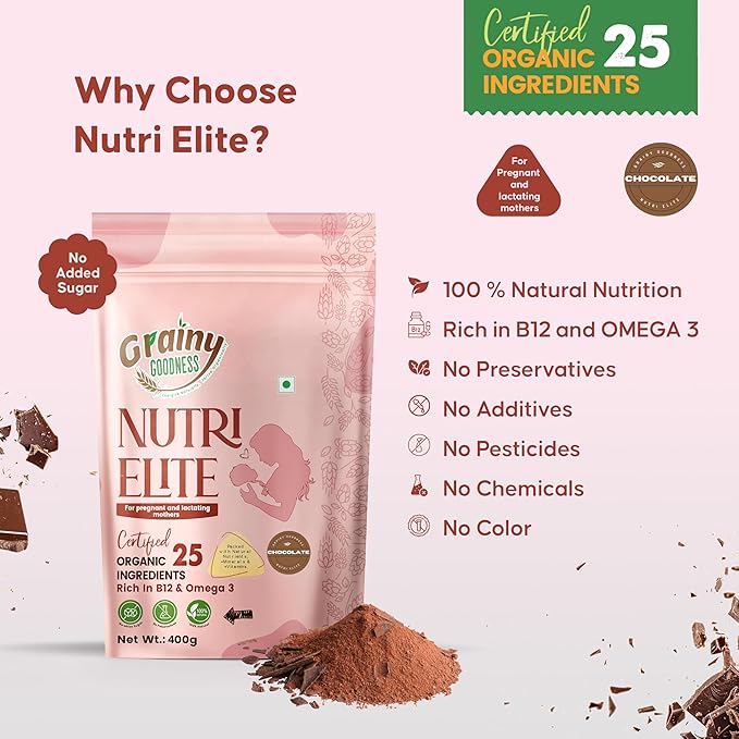 NutriElite Pregnancy & Lactation Nutrition Powder Chocolate Flavor-Grainy Goodness