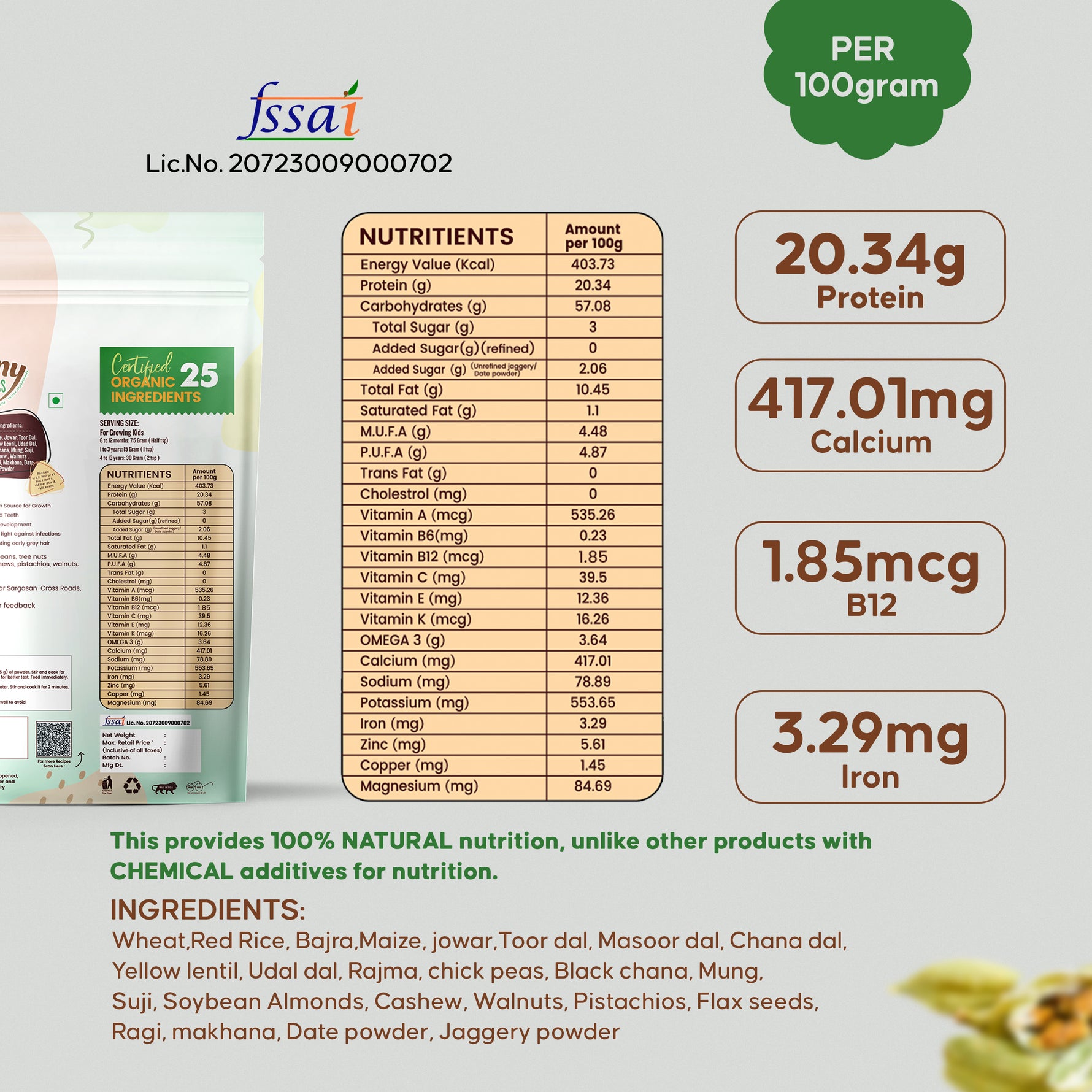 NutriElite Kids Nutrition Powder Cardamom Flavor For Ages 2-13 Years-Grainy Goodness