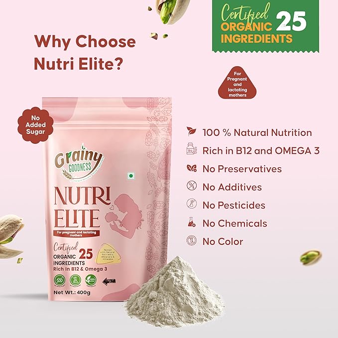 NutriElite Pregnancy & Lactation Nutrition Powder Plain Flavor-Grainy Goodness